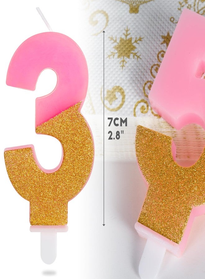 Hongplus Pink Glitter 1st Birthday Candles, Number 1 Candle, Cakes Candle, Candles for Cake, Happy 1st Birthday Cake Topper Decorations for Girls First Birthday Anniversary Wedding Party - Image 5